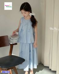 Set váy Miakid xanh dương đính nơ