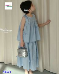 Set váy Miakid xanh dương đính nơ