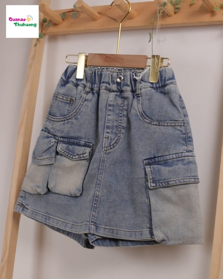 Quần váy jean xanh túi hộp