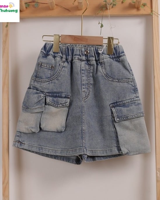 Quần váy jean xanh túi hộp