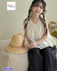Set MiaKid áo kem, quần chấm bi