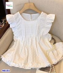 Áo Liang trắng chấm bi