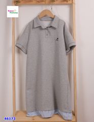 Đầm polo Mz xám thêu nốt nhạc