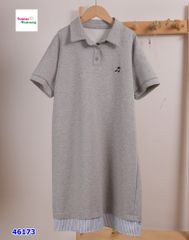 Đầm polo Mz xám thêu nốt nhạc