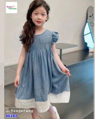 Đầm Miao jean xếp ly ngực