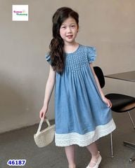Đầm Miao jean xếp ly ngực