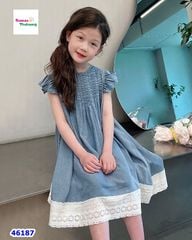 Đầm Miao jean xếp ly ngực