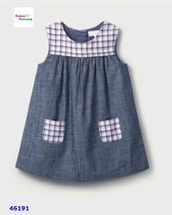 Đầm the Childy xanh cổ viền caro - Size 6-9m