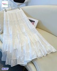 Chân váy dài ren đan lưới trắng