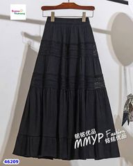 Chân váy dài ren đan lưới đen