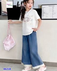Quần jean dài Nexxi xanh đậm viền ren