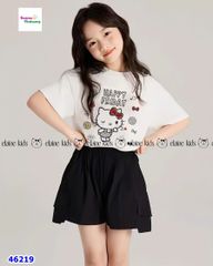 Set Elaine áo trắng Kitty, quần short đen