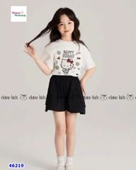 Set Elaine áo trắng Kitty, quần short đen