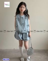 Set Elaine bí xanh đính nơ