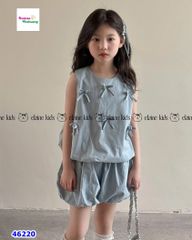 Set Elaine bí xanh đính nơ
