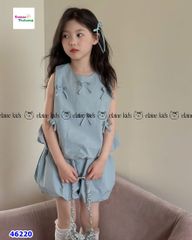 Set Elaine bí xanh đính nơ