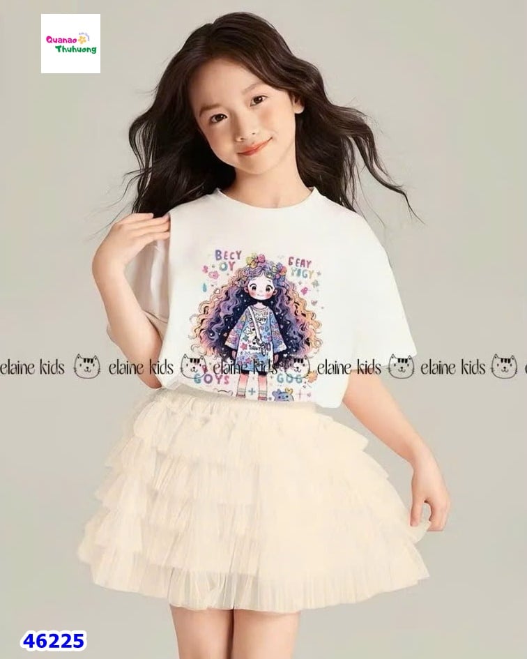 Set váy Elaine áo trắng cô gái