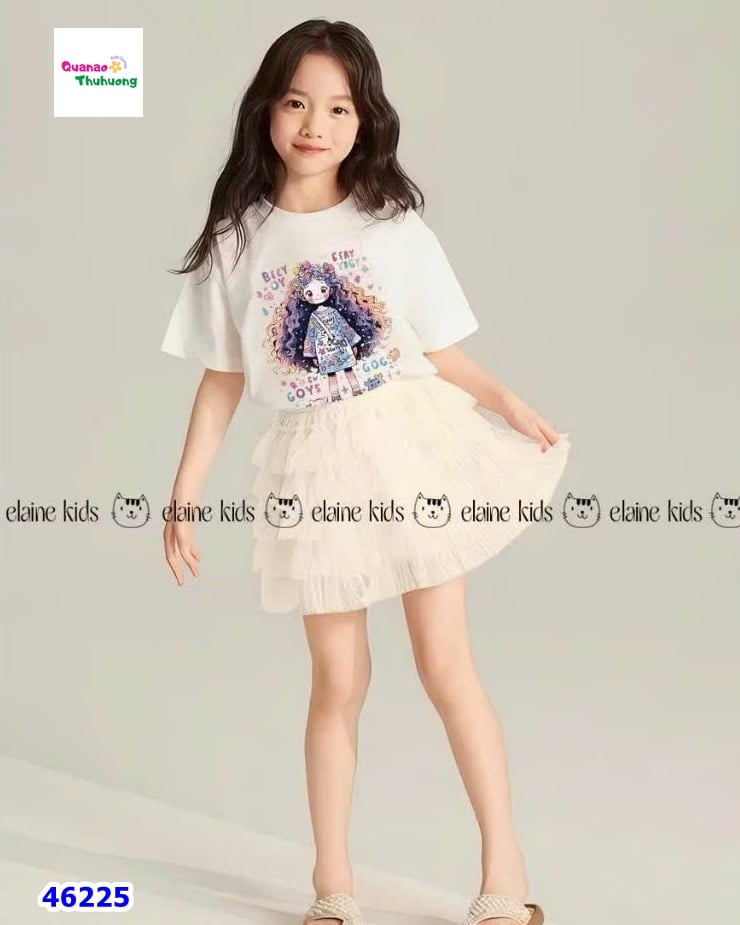 Set váy Elaine áo trắng cô gái