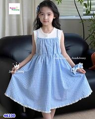 Set đầm yếm J&J caro xanh