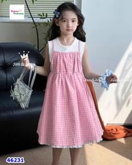Set đầm yếm J&J caro hồng