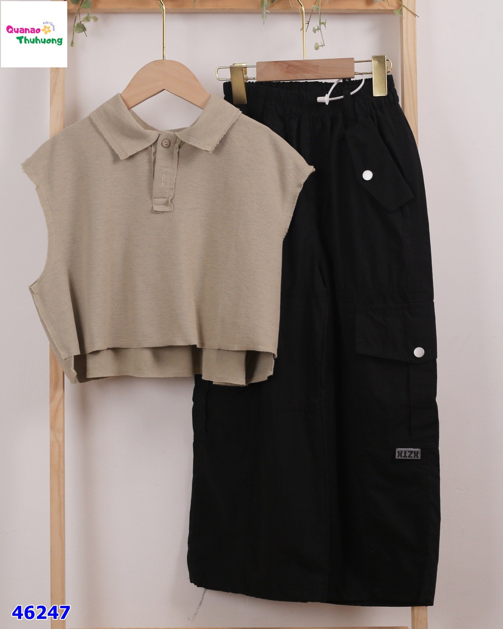 Áo polo croptop xám
