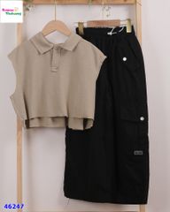 Áo polo croptop xám
