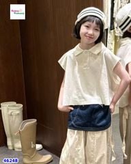 Áo polo croptop kem