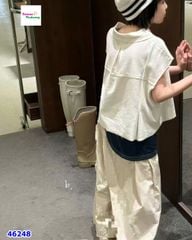 Áo polo croptop kem