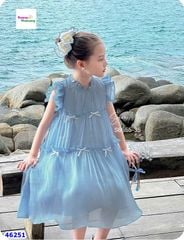 Đầm SaraMin xanh voan nơ