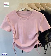 Áo thun hồng dây rút 2 bên