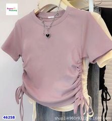 Áo thun hồng dây rút 2 bên