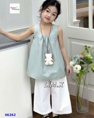 Set áo xanh, quần trắng
