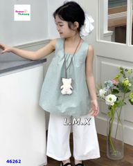 Set áo xanh, quần trắng