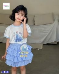 Set áo trắng Elsa, chân váy xanh (Tặng túi đeo)