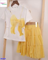 Set váy trắng nơ vàng