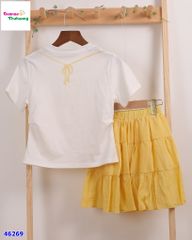Set váy trắng nơ vàng