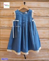 Đầm Melisa xanh jean phối ren