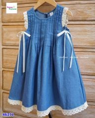 Đầm Melisa xanh jean phối ren