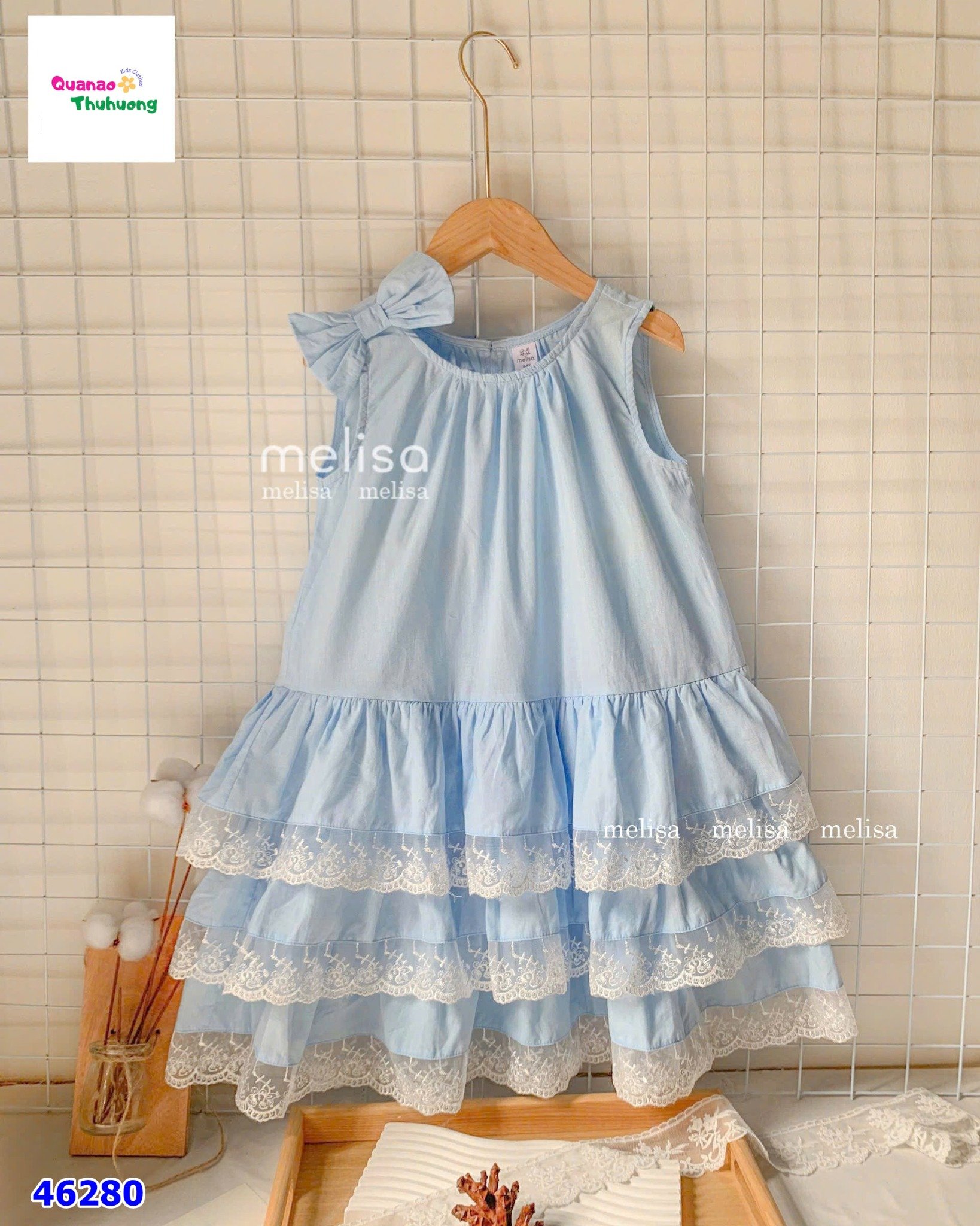 Đầm Melisa xanh tầng ren