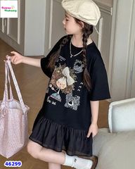 Đầm màu đen cô gái đính nơ