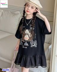 Đầm màu đen cô gái đính nơ