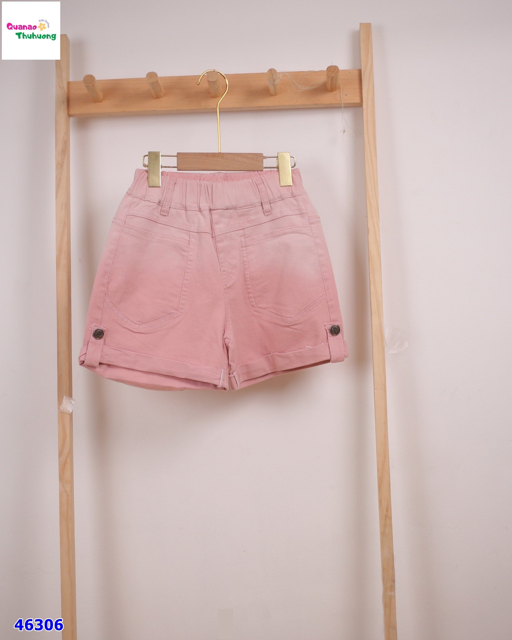 Quần short kaki hồng loang