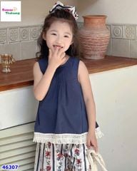 Set bộ xanh, quần hoa (tặng cột tóc)