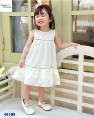 Đầm Sofia vàng sát nách phối ren