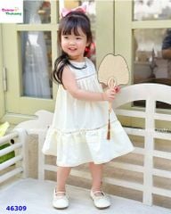 Đầm Sofia vàng sát nách phối ren