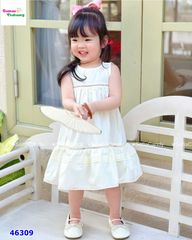 Đầm Sofia vàng sát nách phối ren