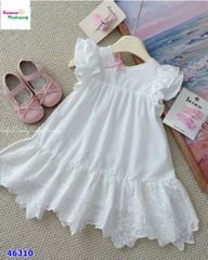 Đầm Sofia trắng thêu hoa phối ren