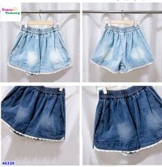 Quần short jean Nexxi xanh đậm viền ren