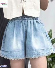 Quần short jean Nexxi xanh nhạt viền ren