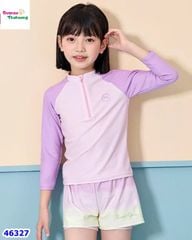 Bộ bơi dài tay màu tím, quần vàng